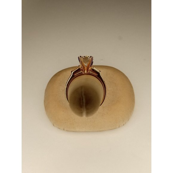 Gold Tone 3 White Circle/Rectangle Rhinestones Ring Size 10 (10c2) - Picture 5 of 6